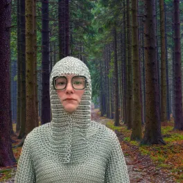 Genevieve Berendt wearing chainmail